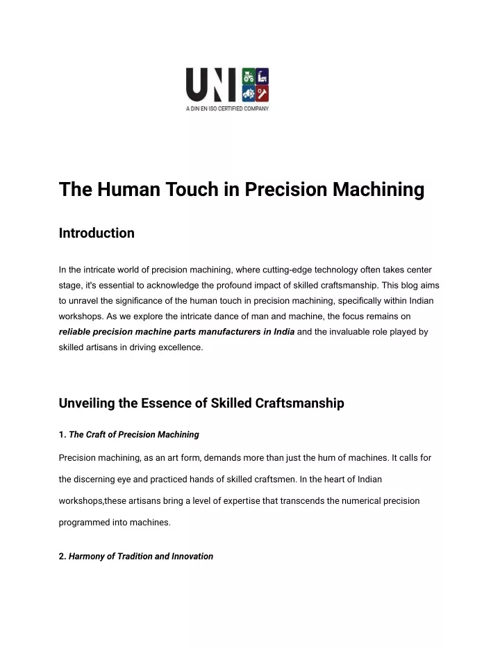 the human touch in precision machining