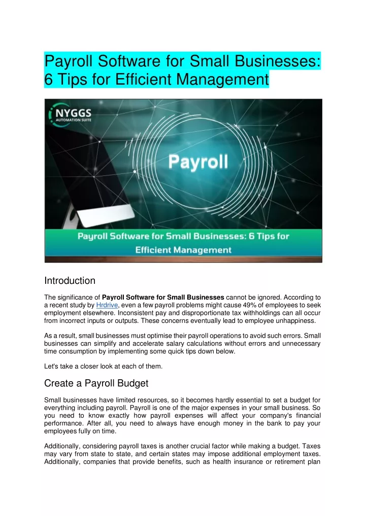 payroll software for small businesses 6 tips