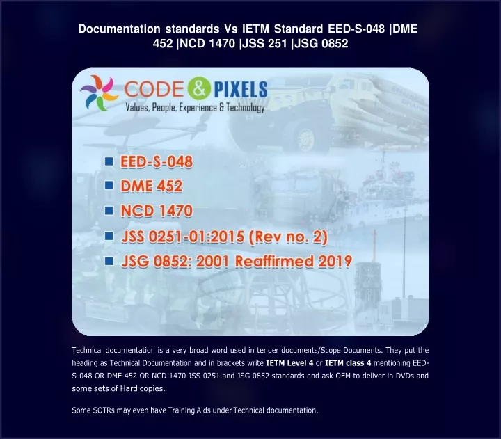 documentation standards vs ietm standard