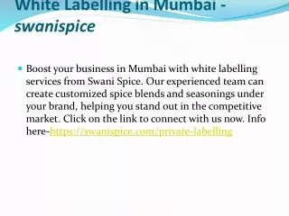 White Labelling in Mumbai -swanispice