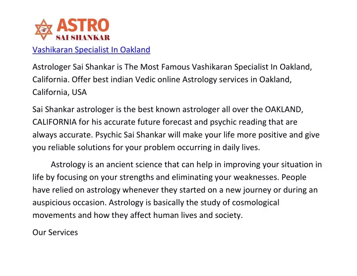 vashikaran specialist in oakland