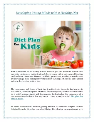 Developing Young Minds with a Healthy Diet
