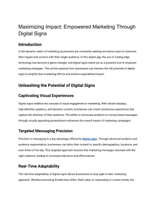 Maximizing Impact Empowered Marketing Through Digital Signs