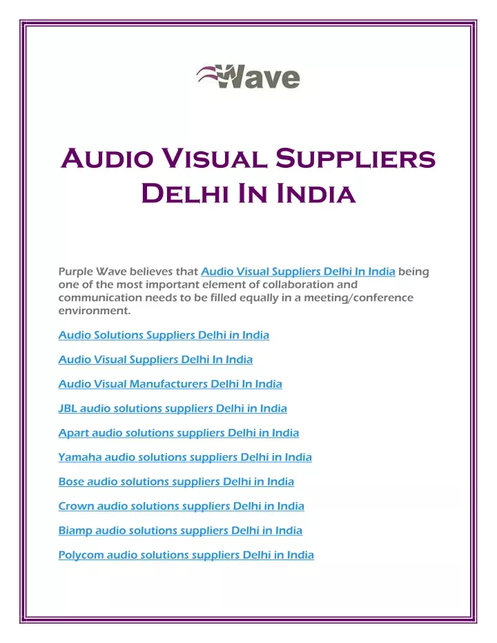 audio visual suppliers delhi in india