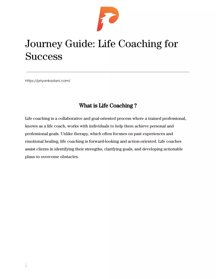 journey guide life coaching for success