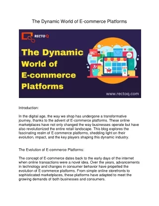 The Dynamic World of E-commerce Platforms