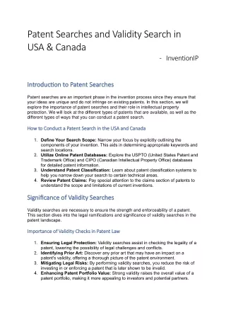 patent searches and validity search in usa canada