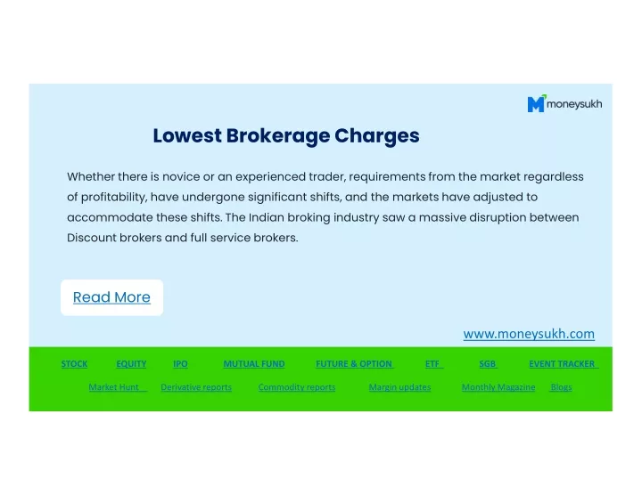 lowest brokerage charges