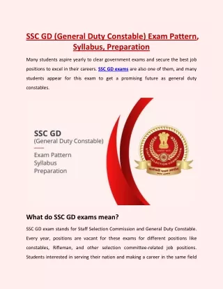 ssc gd general duty constable exam pattern