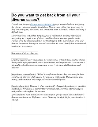 Do you want to get back from all your divorce cases