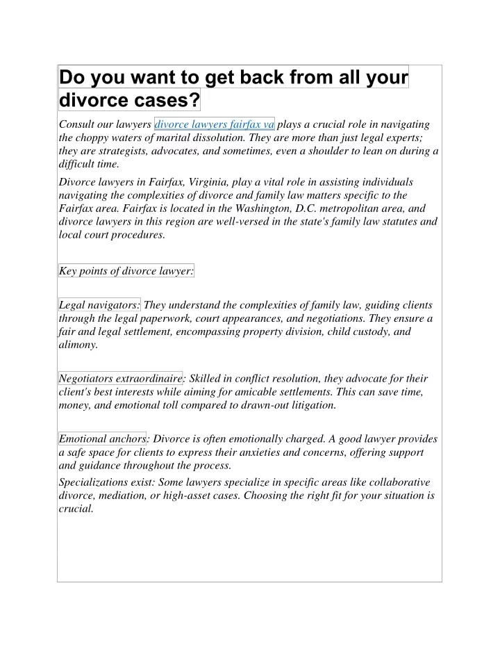 do you want to get back from all your divorce