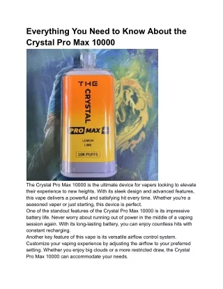 Everything You Need to Know About the Crystal Pro 10000 vape