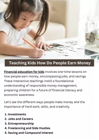 Teaching Kids How Do People Earn Money