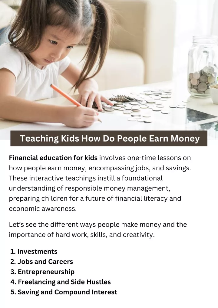 teaching kids how do people earn money