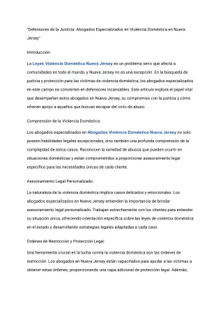 Abogados Violencia Doméstica Nueva Jersey