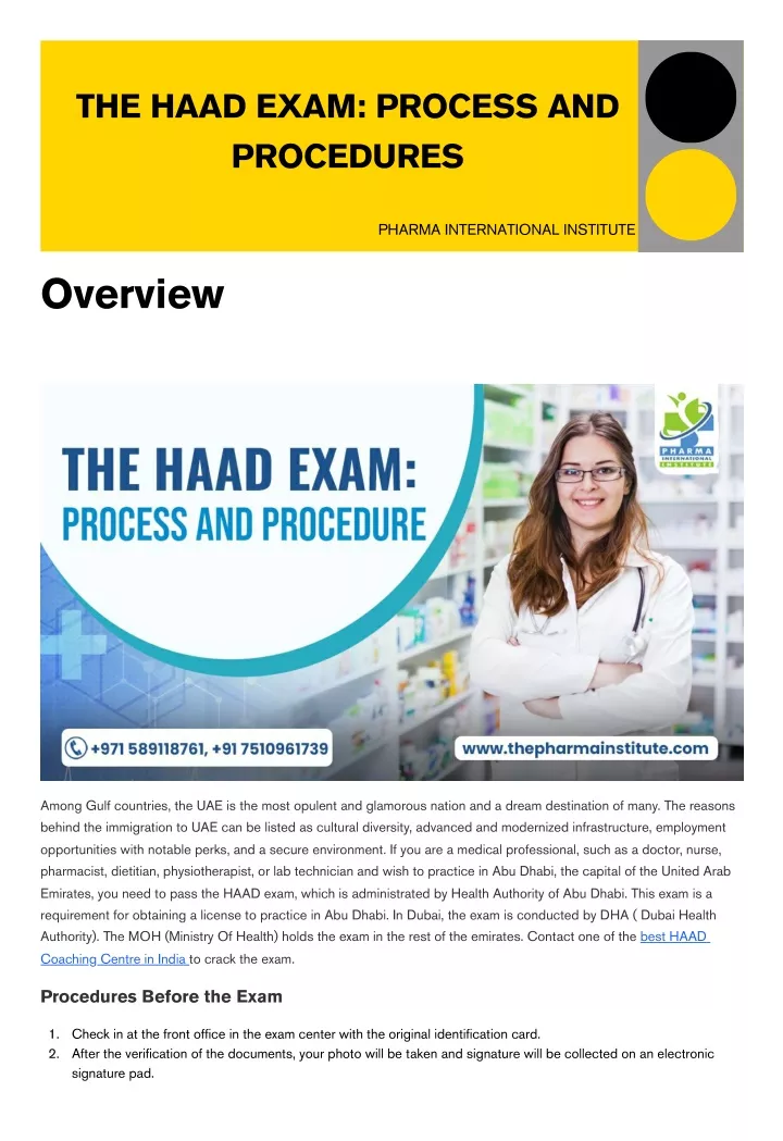 the haad exam process and