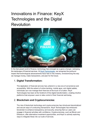 Innovations in Finance_ KeyX Technologies and the Digital Revolution
