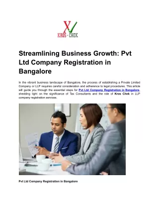 Streamlining Business Growth_ Pvt Ltd Company Registration in Bangalore