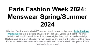Explore Paris Fashion Week 2024: Men's Fall-Winter Trends