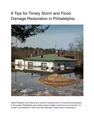 8 Tips for Timely Storm and Flood Damage Restoration in Philadelphia