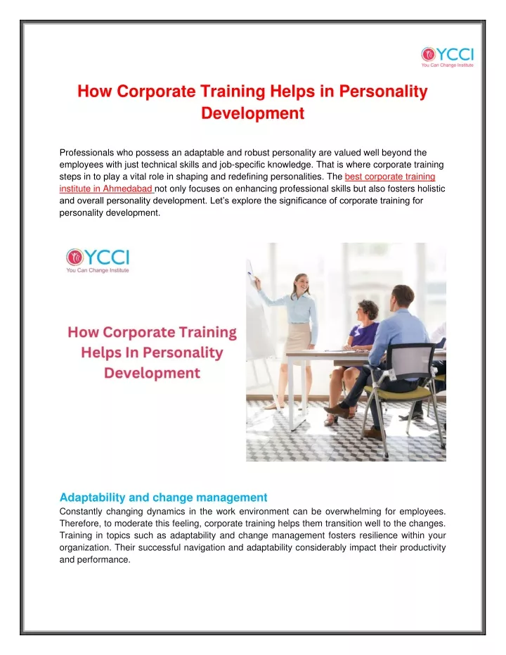 how corporate training helps in personality