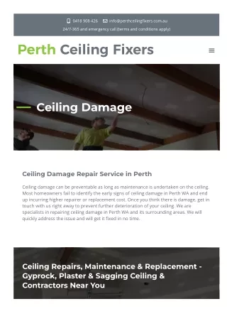 Ceiling Damage Repair Service in Perth