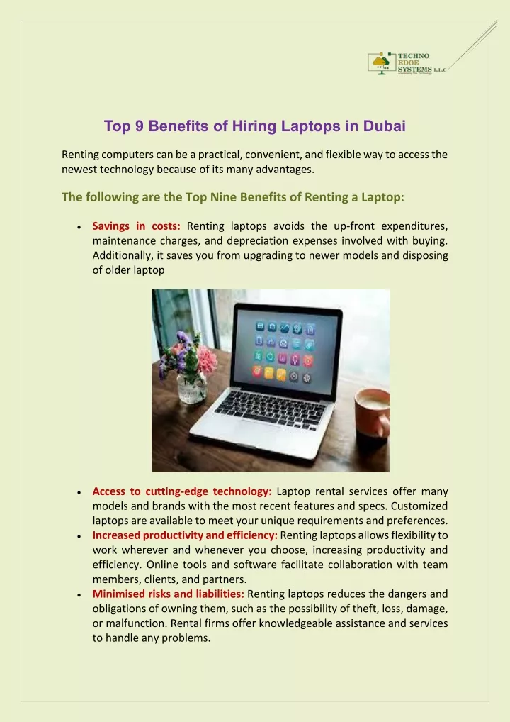 top 9 benefits of hiring laptops in dubai