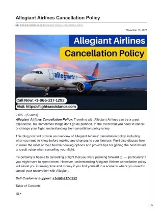 allegiant airlines cancellation policy