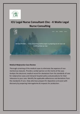 ICU Legal Nurse Consultant Clnc - K Waite Legal Nurse Consulting