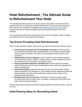 Hotel Refurbishment _ The Ultimate Guide to Refurbishment Your Hotel