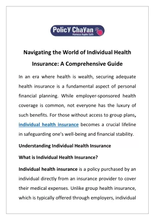 navigating the world of individual health