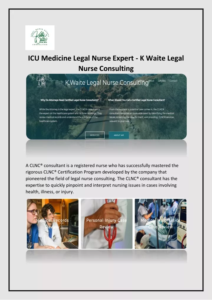 icu medicine legal nurse expert k waite legal