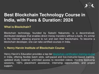 Best Blockchain Technology Course in India, with Fees & Duration: 2024