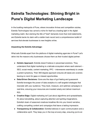 Estrella Technologies_ Shining Bright in Pune's Digital Marketing Landscape