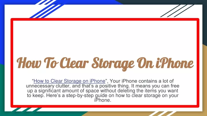 how to clear storage on iphone