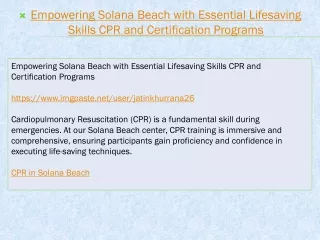 Empowering Solana Beach with Essential Lifesaving Skills CPR and Certification Programs