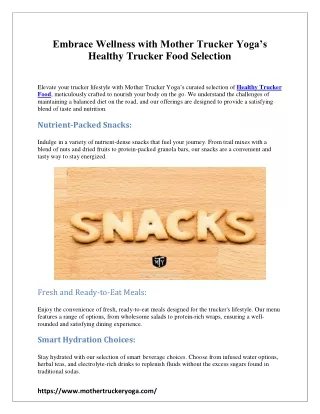 Embrace Wellness with Mother Trucker Yoga’s Healthy Trucker Food Selection