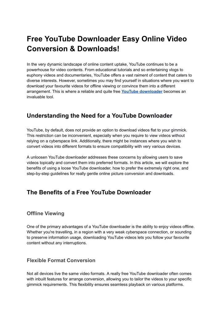 free youtube downloader easy online video
