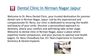 Dental Clinic In Nirman Nagar Jaipur