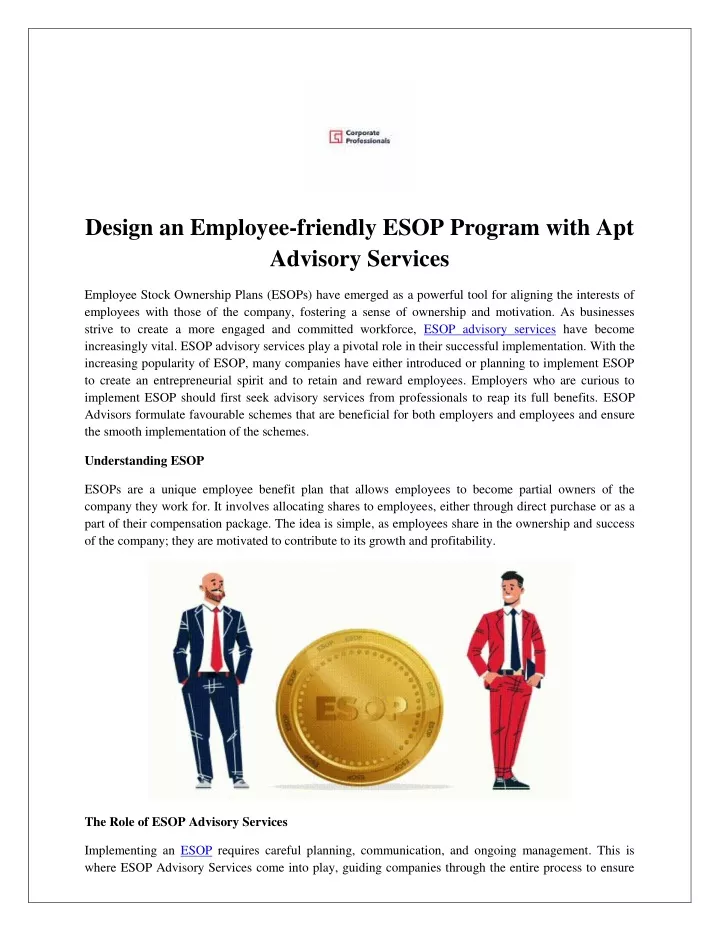 design an employee friendly esop program with
