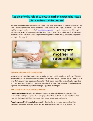 Applying for the role of surrogate mother in Argentina? Read this to understand