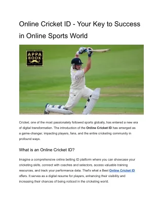 Online Cricket ID - Your Key to Success in Online Sports World