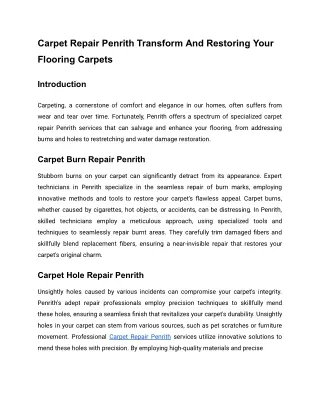Carpet Repair Penrith Transform And Restoring Your Flooring Carpets