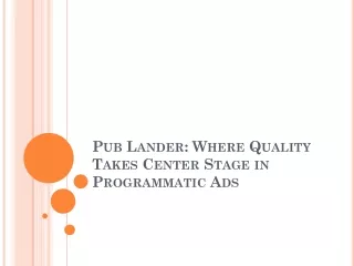 "Pub Lander: Where Quality Takes Center Stage in Programmatic Ads"