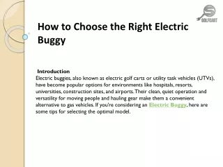 How to Choose the Right Electric Buggy
