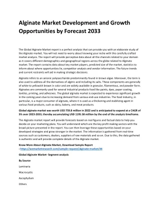alginate market development and growth