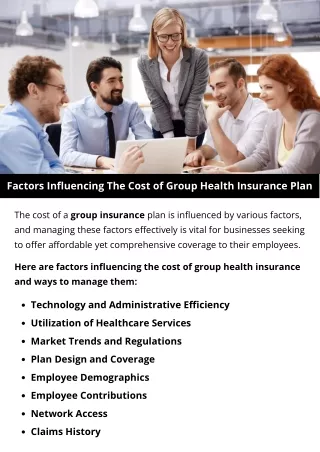 Factors Influencing The Cost of Group Health Insurance Plan