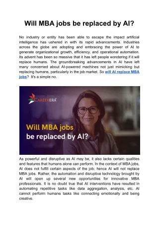 Will MBA jobs be replaced by AI