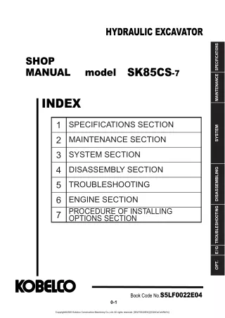 Kobelco SK85CS-7 HYDRAULIC EXCAVATOR Service Repair Manual