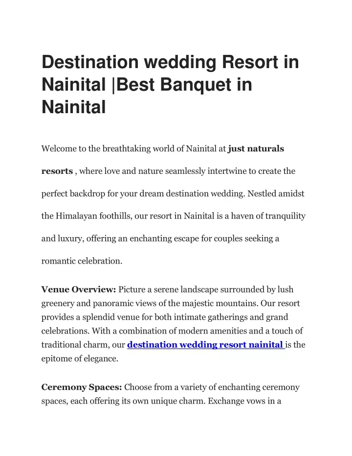 destination wedding resort in nainital best